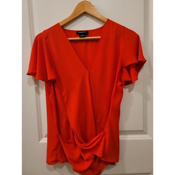 Trouve Red Blouse Cross Front Blouse - Picture 2 of 5